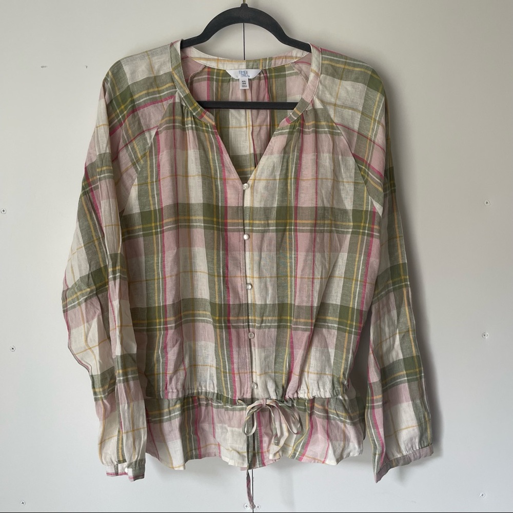 SOLD! XXL Women's Plaid Blouse Time & Tru